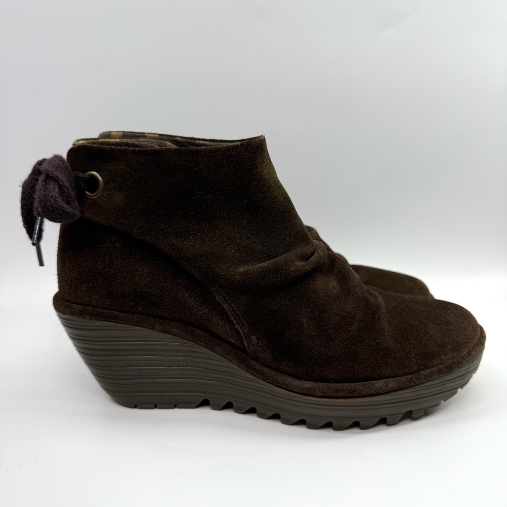 Fly London Yama Suede Wedge Ankle Booties Brown 39/US 8-8.5 - Picture 7 of 14